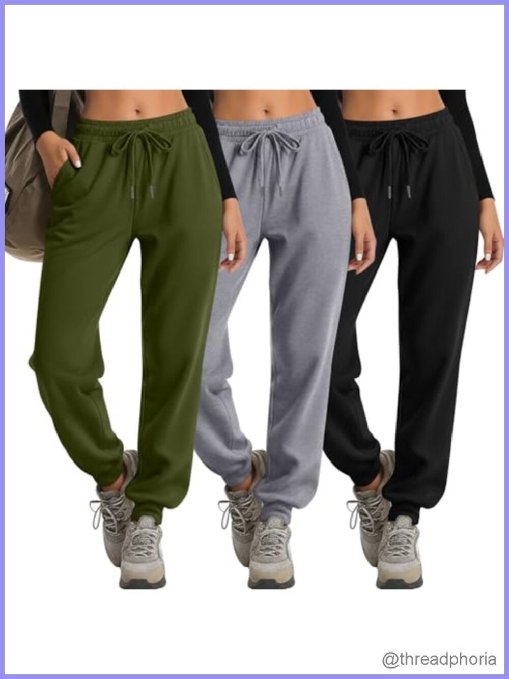 3 Pack Women's Lounge Joggers Sweatpants with Pockets Active